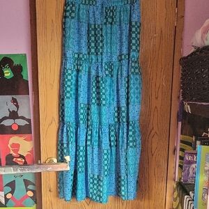 Blue and Green Patterned Women's Skirt